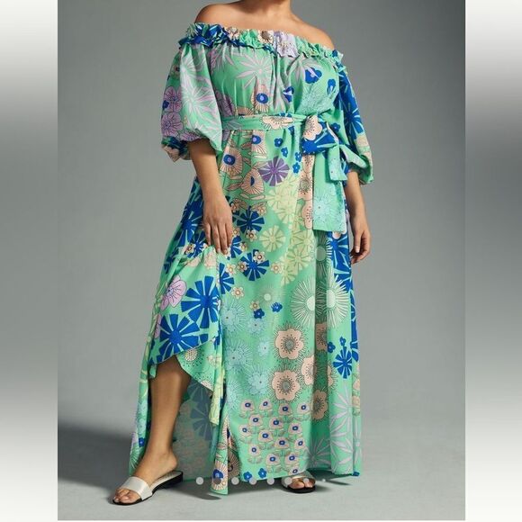 Oopscool off- the -shoulder printed dress